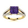 Image 1 : Natural 1.82 CTW Amethyst & Diamond Engagement Ring 18K Yellow Gold