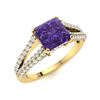 Image 2 : Natural 1.82 CTW Amethyst & Diamond Engagement Ring 18K Yellow Gold
