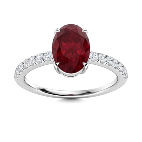 Natural 2.13 CTW Ruby & Diamond Engagement Ring 14K White Gold