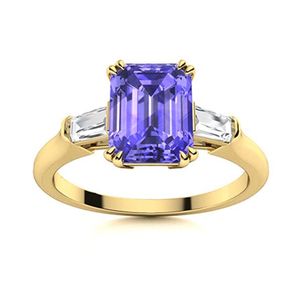 Natural 1.18 CTW Tanzanite & Diamond Engagement Ring 18K Yellow Gold