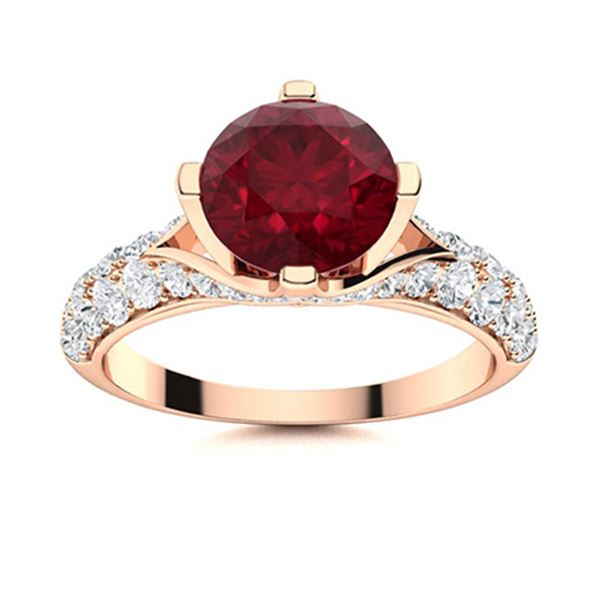 Natural 2.13 CTW Ruby & Diamond Engagement Ring 14K Rose Gold