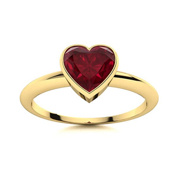 Natural 0.64 CTW Ruby Solitaire Ring 18K Yellow Gold