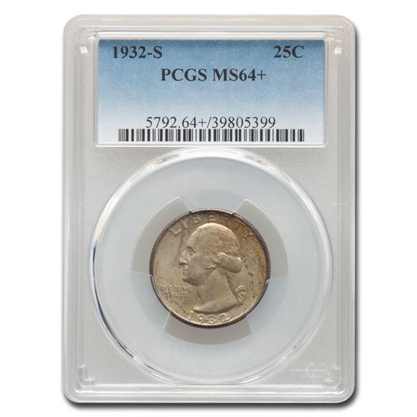 1932-S Washington Silver Quarter MS-64+ PCGS