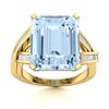 Natural 3.02 CTW Aquamarine & Diamond  Engagement Ring 18K Yellow Gold