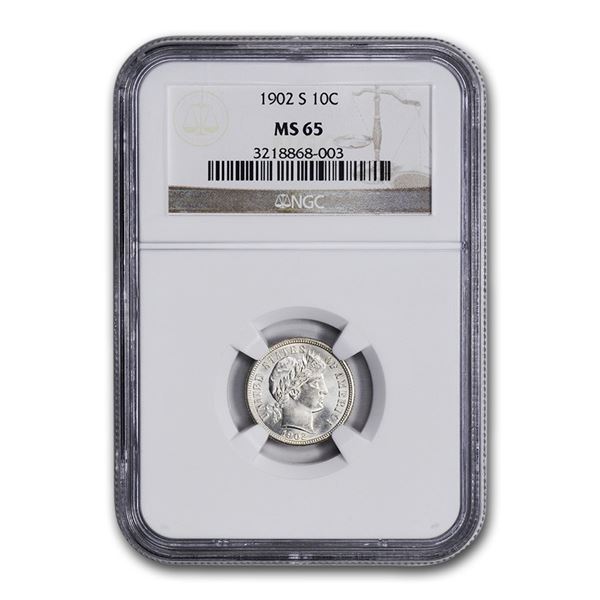 1902-S Barber Dime MS-65 NGC