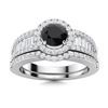 Natural 1.38 CTW Onyx & Diamond Engagement Ring 14K White Gold