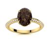 Natural 5.53 CTW Smoky Quartz & Diamond Engagement Ring 14K Yellow Gold