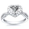 Natural 1.82 CTW Halo Heart Shape Twist Shank Diamond Ring 18KT White Gold
