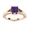 Natural 1.22 CTW Amethyst & Diamond Engagement Ring 14K Rose Gold