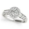 Natural 1.55 ctw Diamond Solitaire Halo Ring 14k White Gold