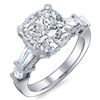 Natural 4.82 CTW Cushion Baguettes Rounds Diamond Engagement Ring 18KT White Gold