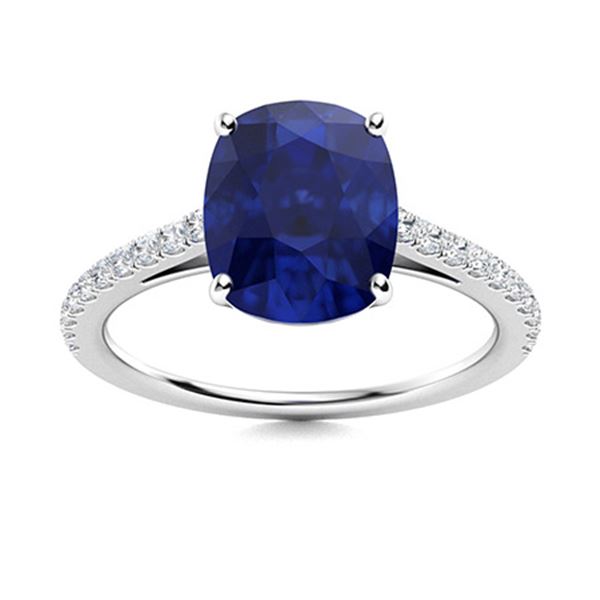 Natural 2.64 CTW Sapphire & Diamond Engagement Ring 18K Yellow Gold