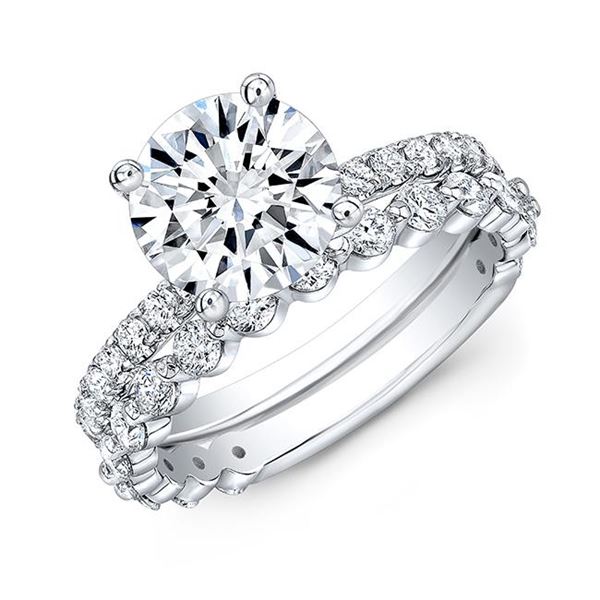 Natural 2.42 CTW Round Cut Diamond Engagement Ring 14KT White Gold