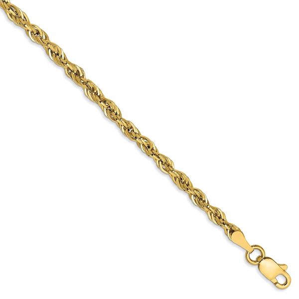 14k Yellow Gold 2.8 mm Hollow Rope Chain - 8 in.