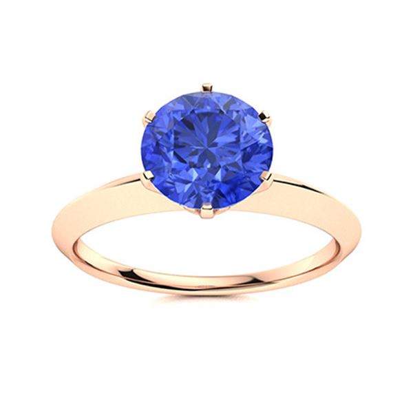 Natural 1.61 CTW Ceylon Sapphire Solitaire Ring 14K Rose Gold