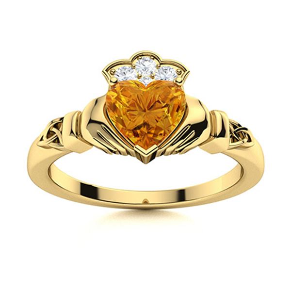 Natural 0.74 CTW Citrine & Diamond Engagement Ring 18K Yellow Gold