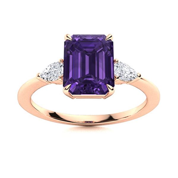 Natural 2.93 CTW Amethyst & Diamond Engagement Ring 18K Rose Gold