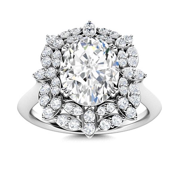 Natural 3.17 CTW Diamond Solitaire Ring 18K White Gold