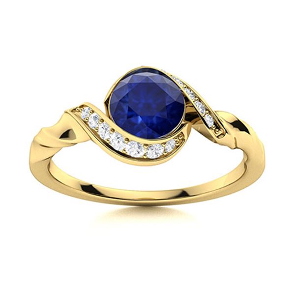 Natural 0.64 CTW Sapphire & Diamond Engagement Ring 14K Yellow Gold