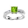 Image 1 : Natural 1.16 CTW Peridot & Diamond Engagement Ring 14K White Gold