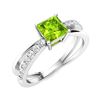 Image 2 : Natural 0.71 CTW Peridot & Diamond Engagement Ring 18K White Gold