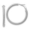 Image 1 : 10k White Gold Twisted Round Omega Back Hoop Earrings - 4x30 mm