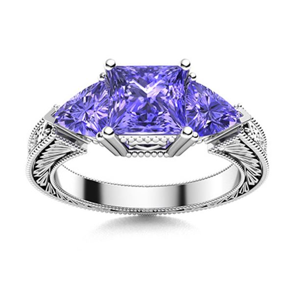 Natural 1.94 CTW Tanzanite Solitaire Ring 14K White Gold