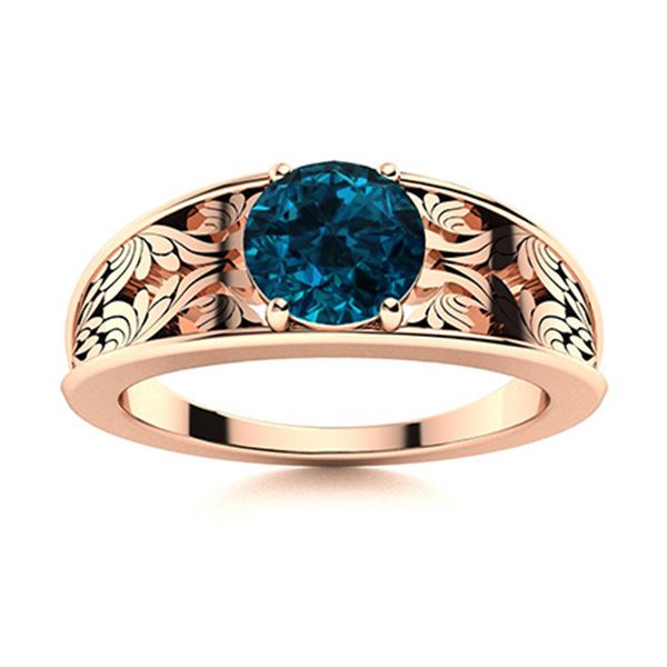 Natural 0.61 CTW Topaz Solitaire Ring 14K Rose Gold