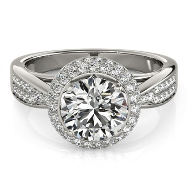 Natural 1.65 ctw Diamond Solitaire Halo Ring 14k White Gold