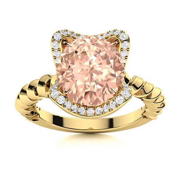 Natural 1.75 CTW Morganite & Diamond Engagement Ring 14K Yellow Gold