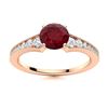 Image 1 : Natural 2.26 CTW Ruby & Diamond Engagement Ring 18K Rose Gold