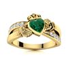 Image 1 : Natural 0.70 CTW Emerald & Diamond Engagement Ring 18K Yellow Gold