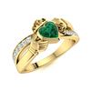 Image 2 : Natural 0.70 CTW Emerald & Diamond Engagement Ring 18K Yellow Gold
