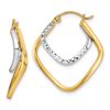 Image 1 : 14k Two-tone Polished & Diamond-cut Hoop Earrings