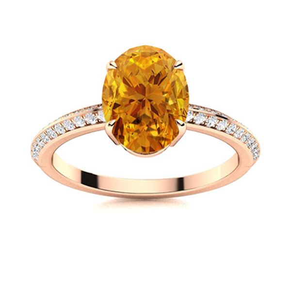 Natural 3.45 CTW Citrine & Diamond Engagement Ring 14K Rose Gold