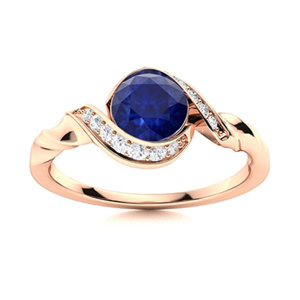 Natural 0.89 CTW Sapphire & Diamond Engagement Ring 14K Rose Gold