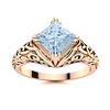 Image 1 : Natural 1.08 CTW Aquamarine Solitaire Ring 14K Rose Gold