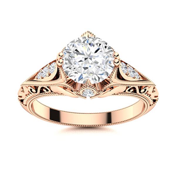 Natural 0.93 CTW Diamond Solitaire Ring 14K Rose Gold