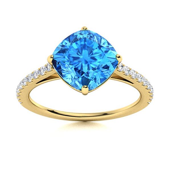 Natural 1.62 CTW Topaz & Diamond Engagement Ring 14K Yellow Gold
