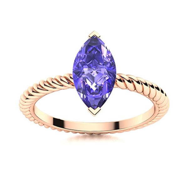 Natural 0.81 CTW Tanzanite Solitaire Ring 18K Rose Gold