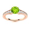 Image 1 : Natural 0.85 CTW Peridot & Diamond Engagement Ring 14K Rose Gold