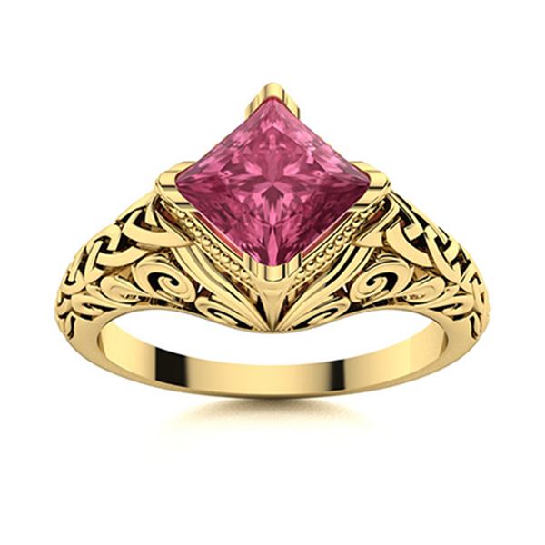 Natural 0.87 CTW Tourmaline Solitaire Ring 18K Yellow Gold