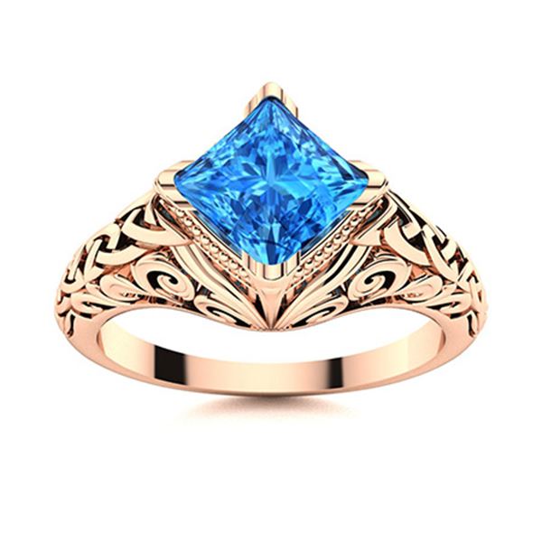 Natural 0.68 CTW Topaz Solitaire Ring 18K Rose Gold