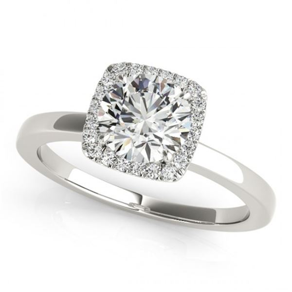 Natural 0.9 ctw Diamond Solitaire Halo Ring 14k White Gold