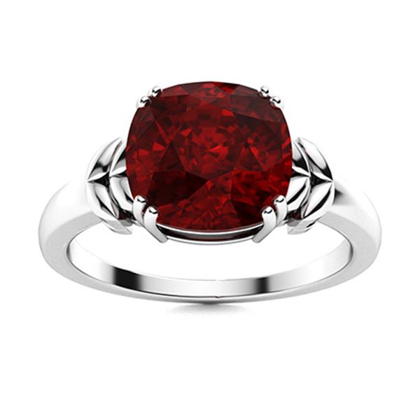 Natural 1.43 CTW Garnet Solitaire Ring 18K White Gold