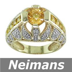 Certified 2.75 ct Yellow Sapphire & VS Diamond Ring 14K