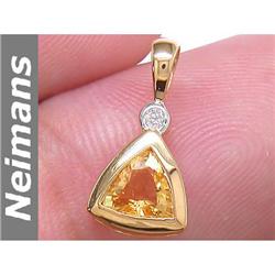 Gem Certified .50 ct Citrine & Diamond Pendant 14k Gold