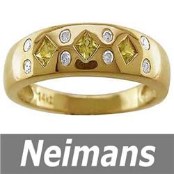 Gem Certified .25 ct Yellow Sapphire & Diamond Ring 14k