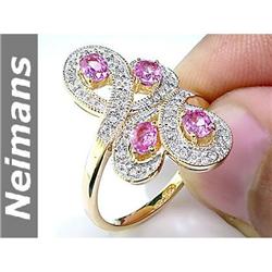 Vintage 1.25 ct Pink Sapphire & Diamond Ring 14kt Gold