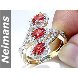 Vintage 2.50 ct Songea Sapphire & Diamond Ring 14k Gold